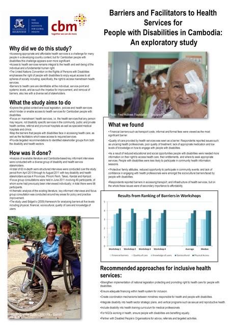 Barriers and Facilitators to Health Services for People with Disabilities in Cambodia: An exploratory study Photo: Fred Hollows Foundation / Sophavid Choum.