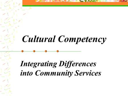 Cultural Competency Integrating Differences into Community Services.