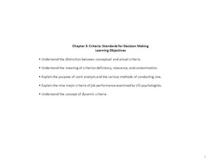 Chapter 3: Criteria: Standards for Decision Making