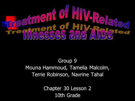 Group 9 Mouna Hammoud, Tamelia Malcolm, Terrie Robinson, Navrine Tahal Chapter 30 Lesson 2 10th Grade.