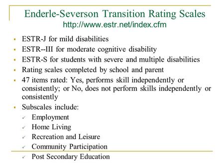 Enderle-Severson Transition Rating Scales  estr. net/index