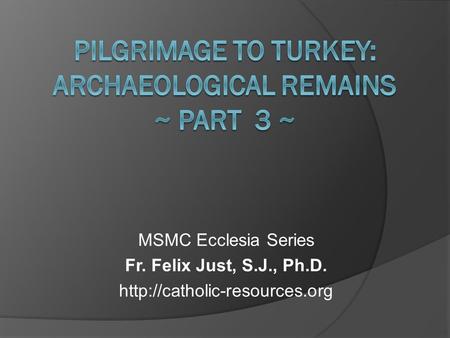 MSMC Ecclesia Series Fr. Felix Just, S.J., Ph.D.