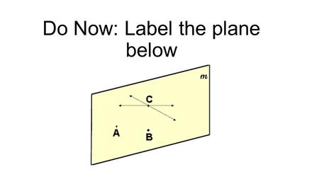Do Now: Label the plane below. Objectives SWBAT use the midpoint and distance formulas.