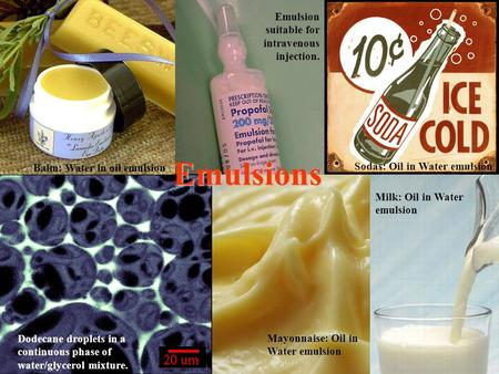Emulsions Emulsion suitable for intravenous injection.