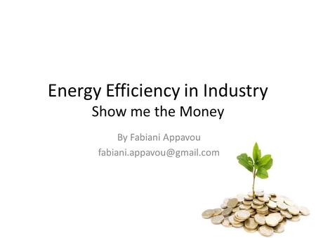Energy Efficiency in Industry Show me the Money