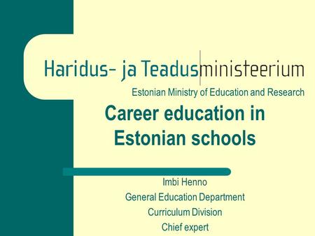 Career education in Estonian schools