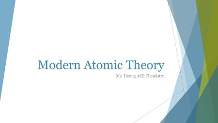Modern Atomic Theory Ms. Hoang ACP Chemistry. Summary  Visible light is a small section of the EM spectrum  Light exhibits wave-like and particle-like.