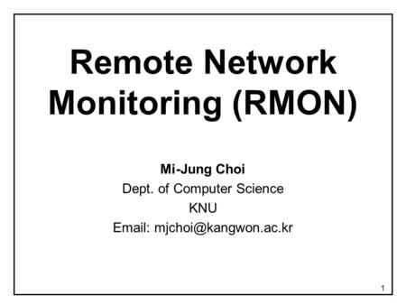 Remote Network Monitoring (RMON)