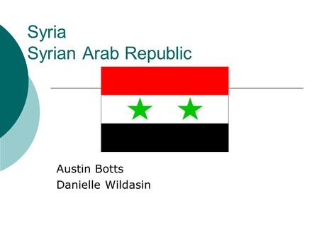 Syria Syrian Arab Republic Austin Botts Danielle Wildasin.