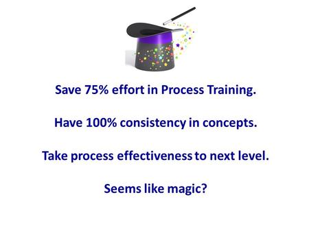 Save 75% effort in Process Training. Have 100% consistency in concepts. Take process effectiveness to next level. Seems like magic?