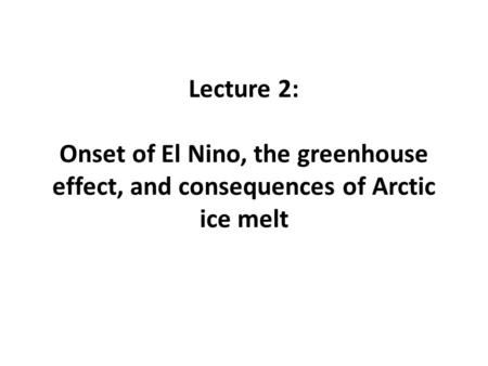 Quick Review: El Nino & La Nina