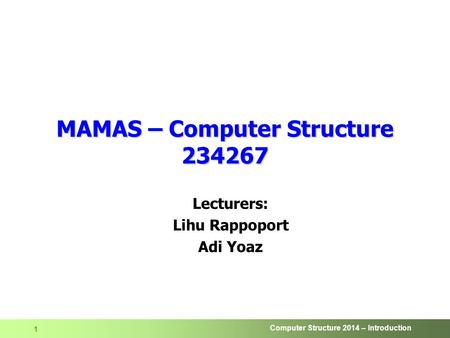 MAMAS – Computer Structure