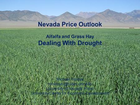 Nevada Price Outlook Alfalfa and Grass Hay Dealing With Drought Michael Helmar University of Nevada, Reno University Center for Economic.