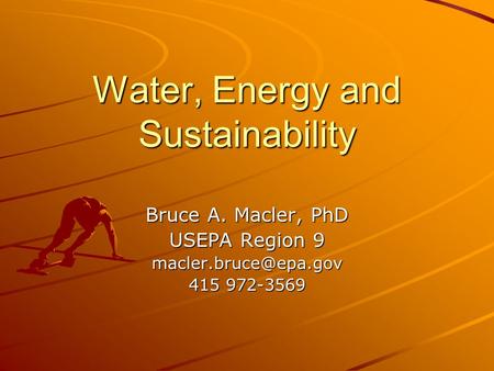 Water, Energy and Sustainability