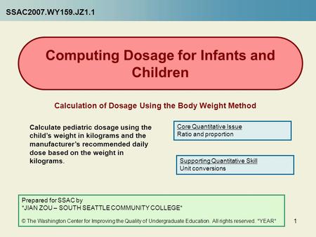 Computing Dosage for Infants and Children