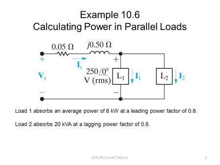 Example 10.6 Calculating Power in Parallel Loads
