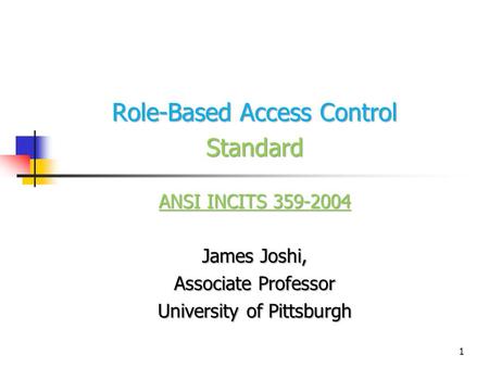Role-Based Access Control Standard