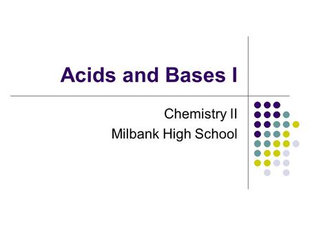 Acids and Bases I Chemistry II Milbank High School.