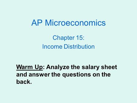 Chapter 15: Income Distribution