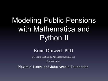 Modeling Public Pensions with Mathematica and Python II