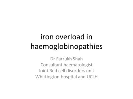 iron overload in haemoglobinopathies