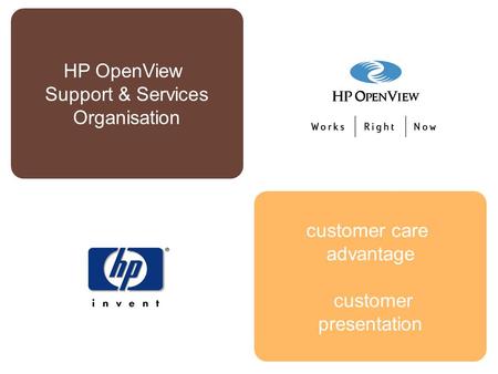 Customer care advantage customer presentation HP OpenView Support & Services Organisation.