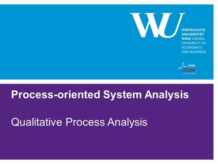 Process-oriented System Analysis Qualitative Process Analysis.