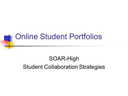 Online Student Portfolios