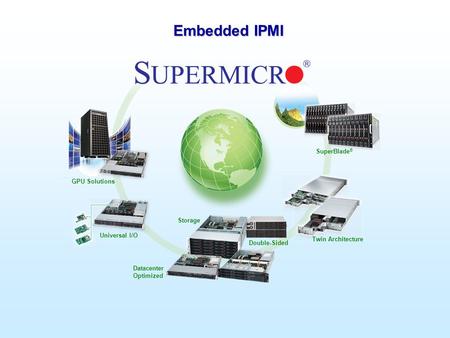 Supermicro © 2009 GPU Solutions Universal I/O Double-Sided Datacenter Optimized Twin Architecture SuperBlade ® Storage Embedded IPMI.