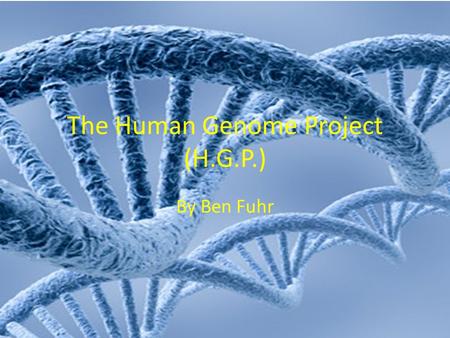 The Human Genome Project (H.G.P.) By Ben Fuhr. What is the Human Genome Project? The Human Genome Project was a great scientific endeavor designed to.