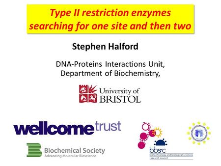 Type II restriction enzymes searching for one site and then two Stephen Halford DNA-Proteins Interactions Unit, Department of Biochemistry,