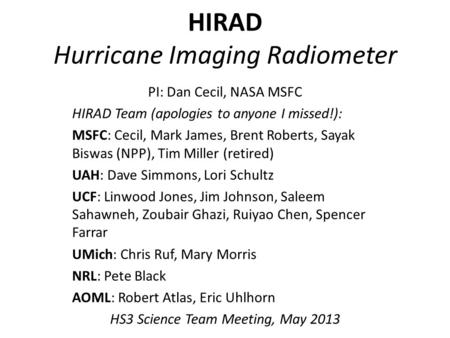 HIRAD Hurricane Imaging Radiometer