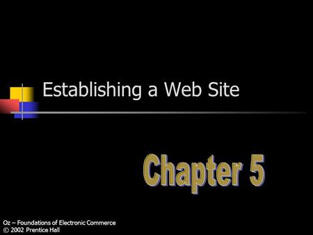 Oz – Foundations of Electronic Commerce © 2002 Prentice Hall Establishing a Web Site.
