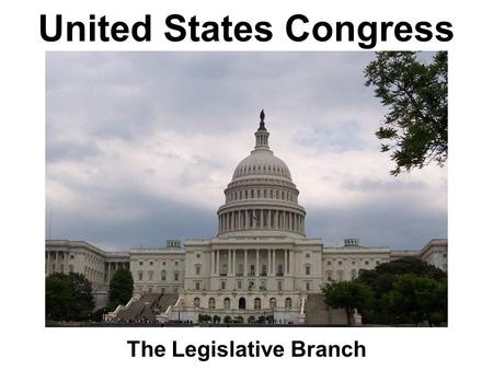United States Congress The Legislative Branch. Foundations of the US Congress Constitutional Convention (1787) Virginia Plan: representation in Congress.