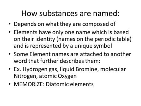 How substances are named: