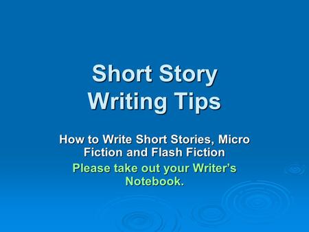 Short Story Writing Tips