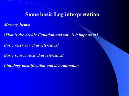Some basic Log interpretation