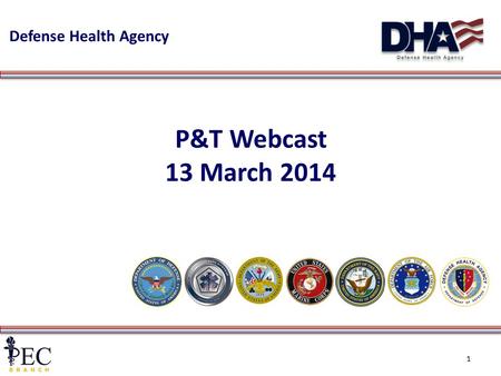 Defense Health Agency 1 P&T Webcast 13 March 2014.