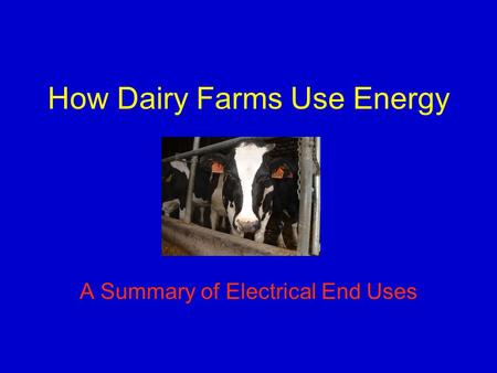 How Dairy Farms Use Energy
