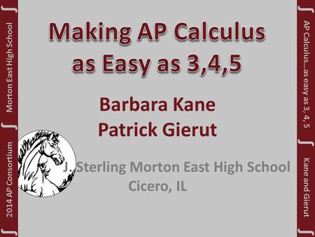 Barbara Kane Patrick Gierut J. Sterling Morton East High School Cicero, IL Morton East High School ∫ 2014 AP Consortium ∫ ∫ ∫ ∫ ∫ Kane and Gierut AP Calculus…as.
