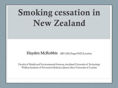 Smoking cessation in New Zealand