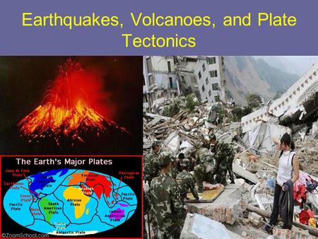 Earthquakes, Volcanoes, and Plate Tectonics. Earth’s plates move around, collide, move apart, or slide past each other. The movement of these plates can.