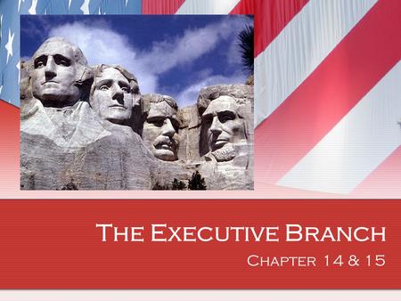The Executive Branch Chapter 14 & 15. Voices from the past “I don’t know whether you fellows ever had a load of hay fall on you, but when they told me.