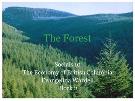 Socials 10 The Economy of British Columbia Evangelina Wardell Block 2