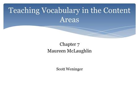 Teaching Vocabulary in the Content Areas
