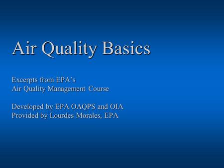 Chapter Title: Air Quality Management Overview