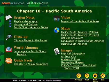 Chapter 10 – Pacific South America