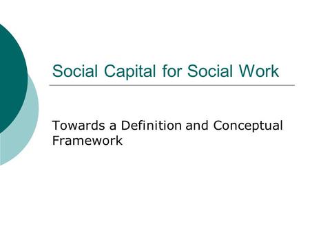 Social Capital for Social Work