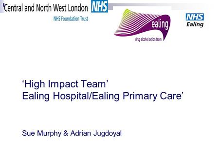 ‘High Impact Team’ Ealing Hospital/Ealing Primary Care’ Sue Murphy & Adrian Jugdoyal.