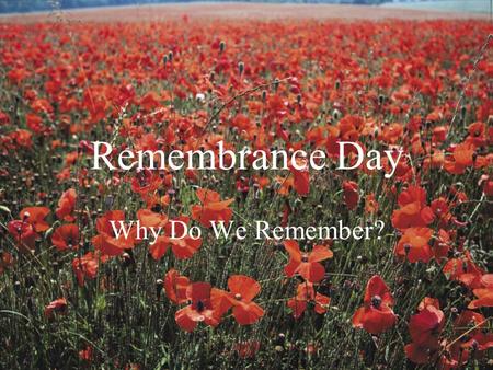 Remembrance Day Why Do We Remember?.
